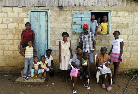 Sentilia Igsema (2nd R, seated), born in 1930 in the Dominican Republic to Haitian immigrants, poses with four generations of her family out Sentilia Igsema (2nd R, seated), born in 1930 in the Dominican Republic to Haitian immigrants, poses with four generations of her family out