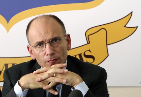 Italy's Prime Minister Enrico Letta attends a news conference in Lampedusa October 9, 2013. REUTERS/Calogero Lampo Italy's Prime Minister Enrico Letta attends a news conference in Lampedusa October 9, 2013. REUTERS/Calogero Lampo