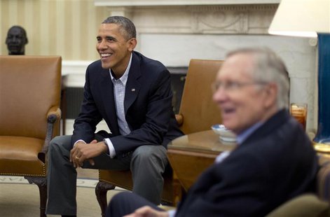 U.S. President Barack Obama meets U.S. Senate Democrats including Senate Majority Leader Harry Reid (D-NV) (R) in the Oval Office of the Whi U.S. President Barack Obama meets U.S. Senate Democrats including Senate Majority Leader Harry Reid (D-NV) (R) in the Oval Office of the Whi