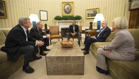 U.S. President Barack Obama meets U.S. Senate Democrats in the Oval Office of the White House in Washington, October 12, 2013. Pictured are U.S. President Barack Obama meets U.S. Senate Democrats in the Oval Office of the White House in Washington, October 12, 2013. Pictured are