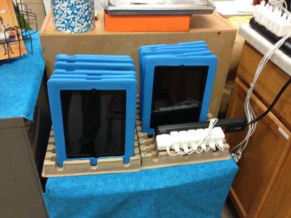 Some of the tablets waiting to be used at Random Lake Elementary. Some of the tablets waiting to be used at Random Lake Elementary.