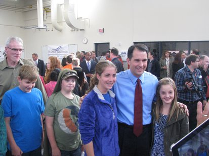 Gov. Scott Walker poses with students at MSTC during the Heavy Metal Bus Tour Gov. Scott Walker poses with students at MSTC during the Heavy Metal Bus Tour