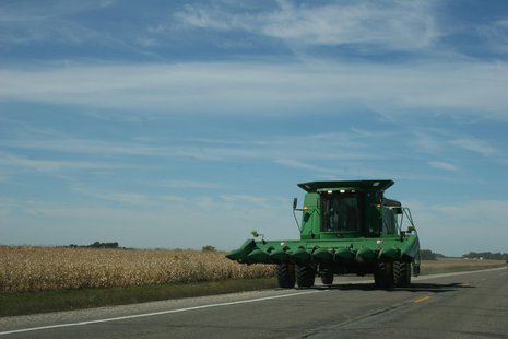 combine on road file photo combine on road file photo