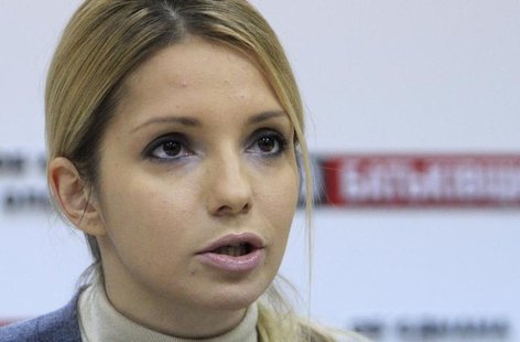 Yevgenia Tymoshenko, the daughter of jailed opposition leader and former Ukrainian Prime Minister Yulia Tymoshenko, makes a statement during Yevgenia Tymoshenko, the daughter of jailed opposition leader and former Ukrainian Prime Minister Yulia Tymoshenko, makes a statement during