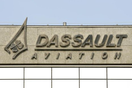The logo of French airplanes maker Dassault Aviation is seen on Dassault Aviation headquarters before a news conference to present the compa The logo of French airplanes maker Dassault Aviation is seen on Dassault Aviation headquarters before a news conference to present the compa
