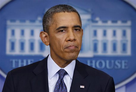U.S. President Barack Obama speaks about the continuing government shutdown during a news conference from the White House Briefing Room in W U.S. President Barack Obama speaks about the continuing government shutdown during a news conference from the White House Briefing Room in W