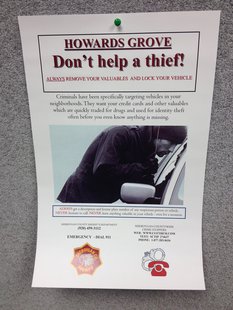 The poster that will hang in Howards Grove businesses reminding people to do their part to combat crimes that could be illegal drug connected. The poster that will hang in Howards Grove businesses reminding people to do their part to combat crimes that could be illegal drug connected.