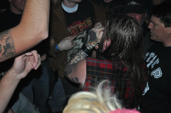 Ryan McCombs jumped down into the crowd and started a mosh pit during "Halo"
