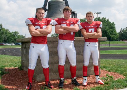 The captains for the 2013 Coldwater Cardinal varsity football team, L-R: Cooper Murphy, Joel Jepson, Chris VandenHout. Photo courtesy Geskus Photography. The captains for the 2013 Coldwater Cardinal varsity football team, L-R: Cooper Murphy, Joel Jepson, Chris VandenHout. Photo courtesy Geskus Photography.