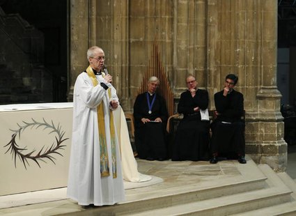 The Archbishop of Canterbury Justin Welby speaks to the congregation during his first service at Canterbury Cathedral in southern England Ma The Archbishop of Canterbury Justin Welby speaks to the congregation during his first service at Canterbury Cathedral in southern England Ma