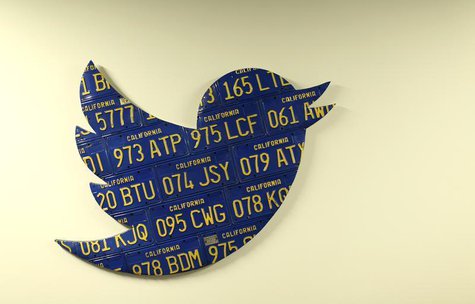 A Twitter logo made from Californian license plates is shown at the company's headquarters in San Francisco, California October 4, 2013. REU A Twitter logo made from Californian license plates is shown at the company's headquarters in San Francisco, California October 4, 2013. REU
