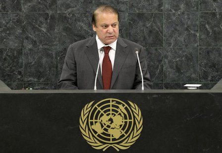 Pakistani Prime Minister Muhammad Nawaz Sharif addresses the 68th United Nations General Assembly at U.N. headquarters in New York, Septembe Pakistani Prime Minister Muhammad Nawaz Sharif addresses the 68th United Nations General Assembly at U.N. headquarters in New York, Septembe