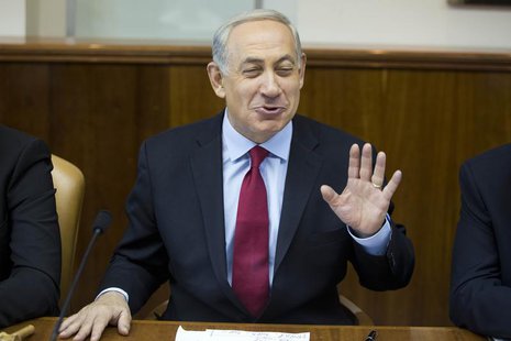 Israeli Prime Minister Benjamin Netanyahu attends the weekly cabinet meeting in Jerusalem October 20, 2013. REUTERS/Abir Sultan/Pool Israeli Prime Minister Benjamin Netanyahu attends the weekly cabinet meeting in Jerusalem October 20, 2013. REUTERS/Abir Sultan/Pool