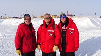 A trip to Antarctica was part of Christmas break for South Dakota State University scientists working on the West Antarctica Ice Sheet Divide Ice Core project. Dave Ferris (on left), a former SDSU postdoctoral researcher, was on the ice drilling crew, while professor Jihong Cole-Dai of the SDSU Chemistry and Biochemistry Department, and his graduate student, Kari Peterson, helped process the replicate core. A trip to Antarctica was part of Christmas break for South Dakota State University scientists working on the West Antarctica Ice Sheet Divide Ice Core project. Dave Ferris (on left), a former SDSU postdoctoral researcher, was on the ice drilling crew, while professor Jihong Cole-Dai of the SDSU Chemistry and Biochemistry Department, and his graduate student, Kari Peterson, helped process the replicate core.