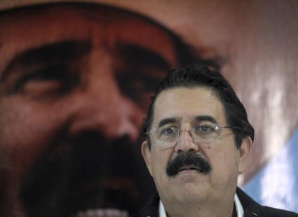 Former Honduran President Manuel Zelaya attends a news conference after casting his vote during primary elections in Tegucigalpa November 18 Former Honduran President Manuel Zelaya attends a news conference after casting his vote during primary elections in Tegucigalpa November 18