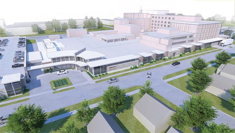 Artist rendition of St. Michael's Hospital addition to Emergency Department, featuring new entrance, new ambulance garage, and additional exam rooms inside. Artist rendition of St. Michael's Hospital addition to Emergency Department, featuring new entrance, new ambulance garage, and additional exam rooms inside.