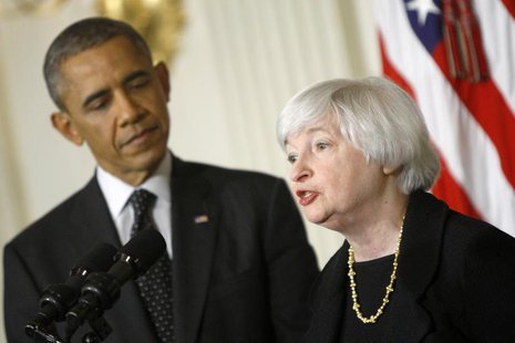 U.S. President Barack Obama (L) looks on after announcing his nomination of Janet Yellen (R) to head the Federal Reserve at the White House U.S. President Barack Obama (L) looks on after announcing his nomination of Janet Yellen (R) to head the Federal Reserve at the White House