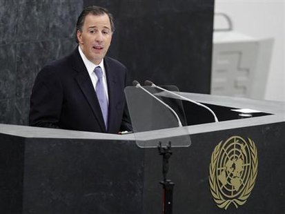 Mexico's Minister of Foreign Affairs Jose Antonio Meade Kuribrena addresses the 68th United Nations General Assembly at the UN headquarters in New York, September 26, 2013.
Credit: Reuters/Adam Hunger Mexico's Minister of Foreign Affairs Jose Antonio Meade Kuribrena addresses the 68th United Nations General Assembly at the UN headquarters in New York, September 26, 2013.
Credit: Reuters/Adam Hunger
