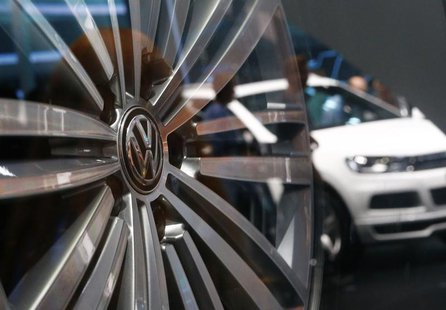 An aluminium wheel is pictured at the stand of German car manufacturer VW at the Frankfurt Motor Show (IAA) September 14, 2013. REUTERS/Ralp An aluminium wheel is pictured at the stand of German car manufacturer VW at the Frankfurt Motor Show (IAA) September 14, 2013. REUTERS/Ralp