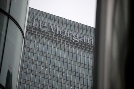 A sign is seen on the Canary Wharf offices of JP Morgan in London September 19, 2013. REUTERS/Neil Hall A sign is seen on the Canary Wharf offices of JP Morgan in London September 19, 2013. REUTERS/Neil Hall