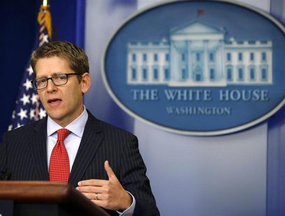 White House press secretary Jay Carney speaks at the daily briefing at the White House in Washington, October 15, 2013. REUTERS/Jason Reed White House press secretary Jay Carney speaks at the daily briefing at the White House in Washington, October 15, 2013. REUTERS/Jason Reed