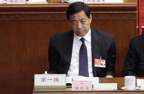 Former China's Chongqing Municipality Communist Party Secretary Bo Xilai pauses as he attends a plenary meeting of China's parliament, the N Former China's Chongqing Municipality Communist Party Secretary Bo Xilai pauses as he attends a plenary meeting of China's parliament, the N
