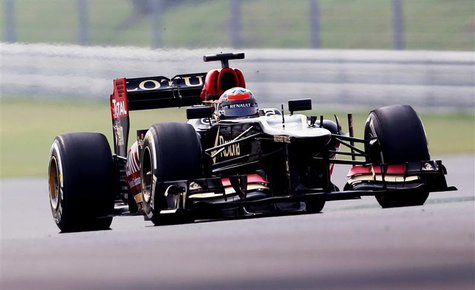 Lotus F1 Formula One driver Kimi Raikkonen of Finland drives during the first practice session of the Indian F1 Grand Prix at the Buddh Inte Lotus F1 Formula One driver Kimi Raikkonen of Finland drives during the first practice session of the Indian F1 Grand Prix at the Buddh Inte