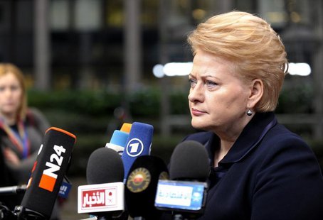 Lithuania's President Dalia Grybauskaite arrives at a European Union leaders summit in Brussels October 25, 2013. REUTERS/Laurent Dubrule Lithuania's President Dalia Grybauskaite arrives at a European Union leaders summit in Brussels October 25, 2013. REUTERS/Laurent Dubrule