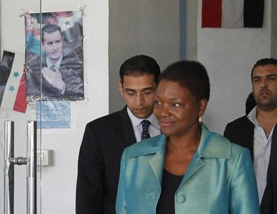 Top U.N. humanitarian official Valerie Amos leaves the Labour Ministry building after a meeting with Syrian officials in Damascus September Top U.N. humanitarian official Valerie Amos leaves the Labour Ministry building after a meeting with Syrian officials in Damascus September