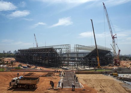 An overview of the Arena Pantanal stadium during a visit by FIFA Secretary General Jerome Valcke in Cuiaba October 8, 2013. REUTERS/Jose Med An overview of the Arena Pantanal stadium during a visit by FIFA Secretary General Jerome Valcke in Cuiaba October 8, 2013. REUTERS/Jose Med