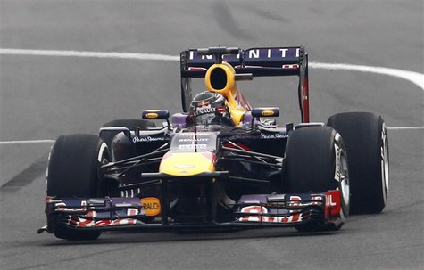 Red Bull Formula One driver Sebastian Vettel of Germany drives during the Indian F1 Grand Prix at the Buddh International Circuit in Greater Red Bull Formula One driver Sebastian Vettel of Germany drives during the Indian F1 Grand Prix at the Buddh International Circuit in Greater