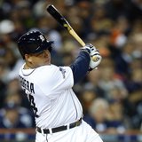 Detroit Tigers third baseman Miguel Cabrera (24) hits an RBI single against the Boston Red Sox during the fourth inning in game four of the Detroit Tigers third baseman Miguel Cabrera (24) hits an RBI single against the Boston Red Sox during the fourth inning in game four of the