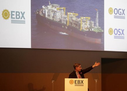 Brazilian billionaire Eike Batista, CEO of EBX Group, talks during a ceremony in celebration of the start of oil production of OGX, his oil Brazilian billionaire Eike Batista, CEO of EBX Group, talks during a ceremony in celebration of the start of oil production of OGX, his oil