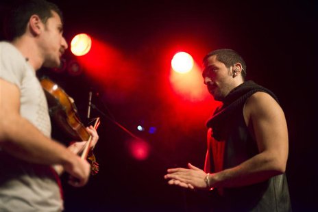 Hamed Sinno (R), the lead singer of Lebanese alternative rock band Mashrou' Leila is seen performing in London October 8, 2013. REUTERS/Shad Hamed Sinno (R), the lead singer of Lebanese alternative rock band Mashrou' Leila is seen performing in London October 8, 2013. REUTERS/Shad