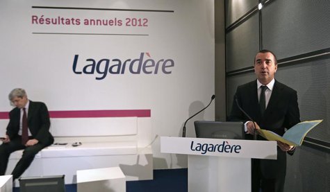 Arnaud Lagardere, the head of French media group Lagardere, presents the company's 2012 annual results in Levallois, near Paris, March 7, 20 Arnaud Lagardere, the head of French media group Lagardere, presents the company's 2012 annual results in Levallois, near Paris, March 7, 20