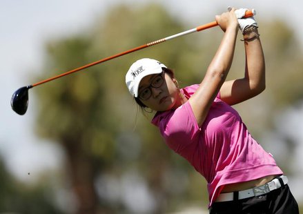 Fifteen-year old Lydia Ko of New Zealand tees off on the 12th hole during the third round of the Kraft Nabisco Championship LPGA golf tourna Fifteen-year old Lydia Ko of New Zealand tees off on the 12th hole during the third round of the Kraft Nabisco Championship LPGA golf tourna
