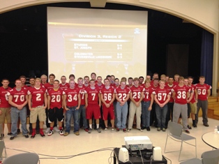 Coldwater varsity football team at playoff announcement rally, October 27, 2013 Coldwater varsity football team at playoff announcement rally, October 27, 2013