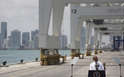 U.S. President Barack Obama delivers remarks on infrastructure investment at PortMiami in Florida March 29, 2013. REUTERS/Jonathan Ernst U.S. President Barack Obama delivers remarks on infrastructure investment at PortMiami in Florida March 29, 2013. REUTERS/Jonathan Ernst