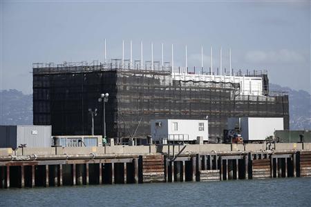 A barge built with four levels of shipping containers is seen at Pier 1 at Treasure Island in San Francisco, California October 28, 2013. How badly does Google want to keep under wraps a mysterious project taking shape on a barge in San Francisco Bay? Badly enough to require U.S. government officials to sign confidentiality agreements.
REUTERS/Stephen Lam A barge built with four levels of shipping containers is seen at Pier 1 at Treasure Island in San Francisco, California October 28, 2013. How badly does Google want to keep under wraps a mysterious project taking shape on a barge in San Francisco Bay? Badly enough to require U.S. government officials to sign confidentiality agreements.
REUTERS/Stephen Lam