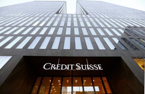 The logo of Swiss bank Credit Suisse is seen at an office building in Zurich October 24, 2013. REUTERS/Arnd Wiegmann The logo of Swiss bank Credit Suisse is seen at an office building in Zurich October 24, 2013. REUTERS/Arnd Wiegmann