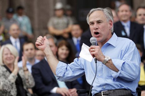 Texas Attorney General Greg Abbott speaks during an anti-abortion rally at the State Capitol in Austin, Texas, July 8, 2013. REUTERS/Mike St Texas Attorney General Greg Abbott speaks during an anti-abortion rally at the State Capitol in Austin, Texas, July 8, 2013. REUTERS/Mike St