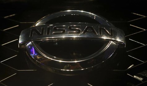 A company logo is seen on the newly-unveiled Nissan "Terrano" compact sport utility vehicle during a news conference in Mumbai August 20, 20 A company logo is seen on the newly-unveiled Nissan "Terrano" compact sport utility vehicle during a news conference in Mumbai August 20, 20