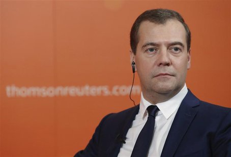 Russia's Prime Minister Dmitry Medvedev looks on during an interview with Reuters in Moscow, October 31, 2013. REUTERS/Grigory Dukor Russia's Prime Minister Dmitry Medvedev looks on during an interview with Reuters in Moscow, October 31, 2013. REUTERS/Grigory Dukor