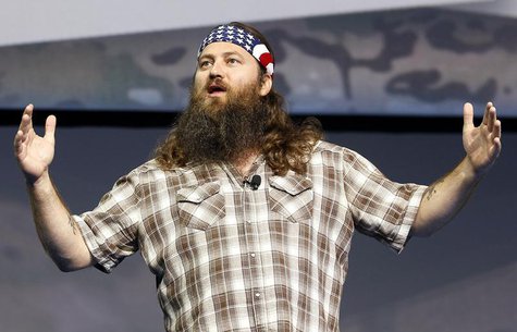 Willie Robertson of the reality television show "Duck Dynasty" speak at the Wal-Mart Stores, Inc. U.S. Associates meeting in Fayetteville, A Willie Robertson of the reality television show "Duck Dynasty" speak at the Wal-Mart Stores, Inc. U.S. Associates meeting in Fayetteville, A