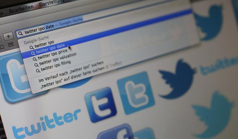 An illustration picture shows the search for the Twitter IPO date on top of Twitter logos on a computer screen in Frankfurt, October 21, 201 An illustration picture shows the search for the Twitter IPO date on top of Twitter logos on a computer screen in Frankfurt, October 21, 201