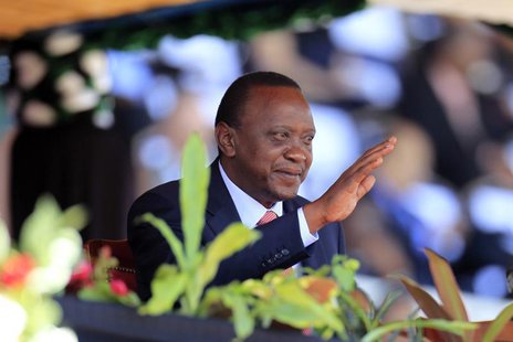 Kenya's President Uhuru Kenyatta reacts as he attends Mashujaa (Heroes) Day at the Nyayo National Stadium in capital Nairobi October 20, 201 Kenya's President Uhuru Kenyatta reacts as he attends Mashujaa (Heroes) Day at the Nyayo National Stadium in capital Nairobi October 20, 201