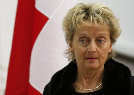 Swiss Finance Minister Eveline Widmer-Schlumpf arrives for a news conference after the weekly meeting of the Federal Council in Bern October Swiss Finance Minister Eveline Widmer-Schlumpf arrives for a news conference after the weekly meeting of the Federal Council in Bern October