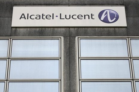 The logo of the telecom equipment maker Alcatel-Lucent is seen on the company site building in Rennes, western France, October 15, 2013. REU The logo of the telecom equipment maker Alcatel-Lucent is seen on the company site building in Rennes, western France, October 15, 2013. REU