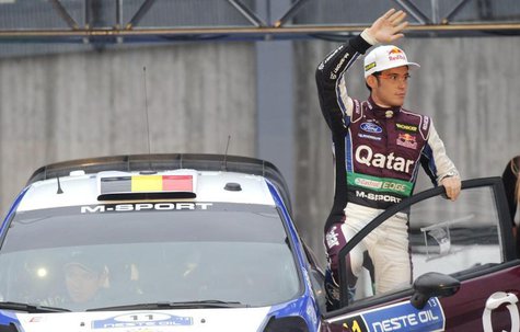 Thierry Neuville waves during the first day of the FIA World Rally Championship WRC Neste Oil Rally Finland near Jyvaskyla July 31, 2013. RE Thierry Neuville waves during the first day of the FIA World Rally Championship WRC Neste Oil Rally Finland near Jyvaskyla July 31, 2013. RE