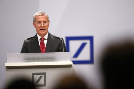 Juergen Fitschen, Co-CEO of Deutsche Bank AG speaks during a shareholders meeting in Frankfurt May 23, 2013. REUTERS/Ralph Orlowski Juergen Fitschen, Co-CEO of Deutsche Bank AG speaks during a shareholders meeting in Frankfurt May 23, 2013. REUTERS/Ralph Orlowski
